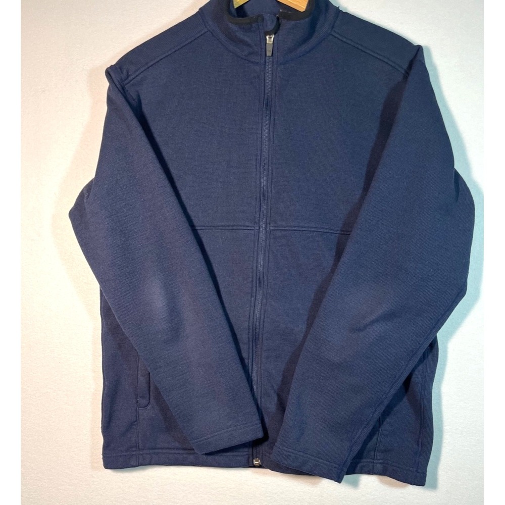 Eastern Mountain Mens Full Zip Medium NAVY Long Sleeve Fleece Lined Shirt